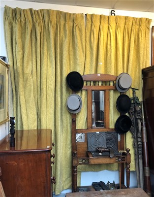 Lot 41 - Three pairs of crewel work design lined curtains.