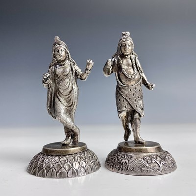 Lot 49 - A good pair of heavy Indian silver figural...