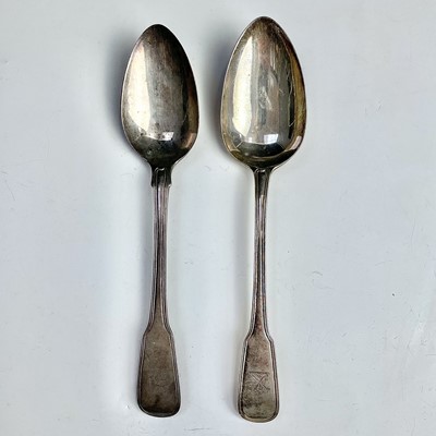 Lot 28 - Two George III silver fiddle and thread...