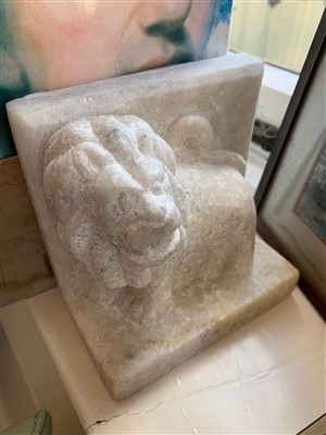 Lot 9 - A pair of carved alabaster bookends in the...