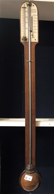 Lot 11 - A 19th century mahogany stick barometer by H....