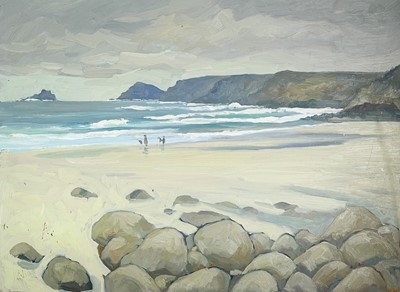 Lot 17 - Bob VIGG (1932-2001) Low Tide Sennen Oil on...