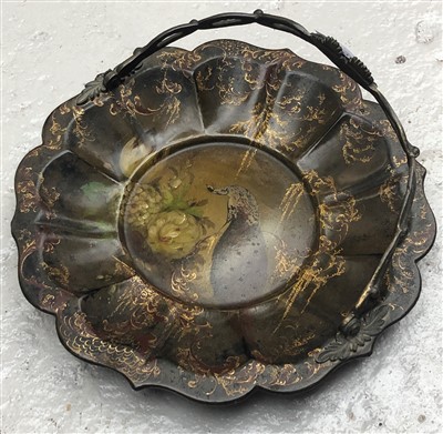 Lot 43 - A Victorian papier mache basket, gilt...