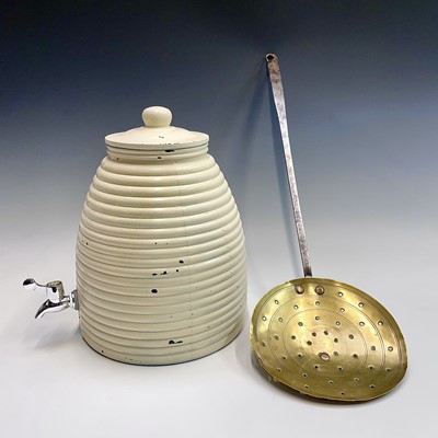 Lot 65 - A large glass honey bee skep shaped vessel...