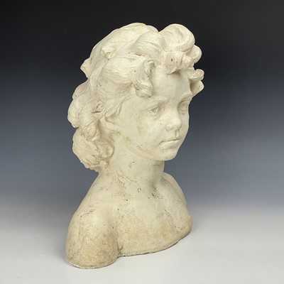 Lot 102 - A reconstituted moulded stone bust of a young...