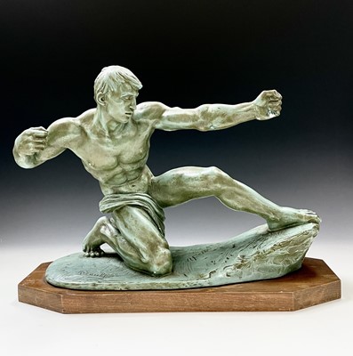 Lot 73 - An Art Deco plaster sculpture of a male archer...