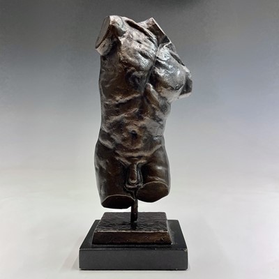 Lot 104 - A classical style bronze effect nude male...