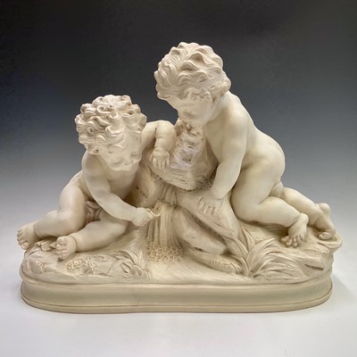 Lot 72 - A large oval composite resin figure group of...