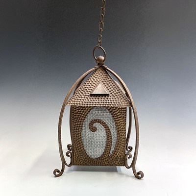 Lot 195 - An Art Nouveau style hall light lantern, and a...