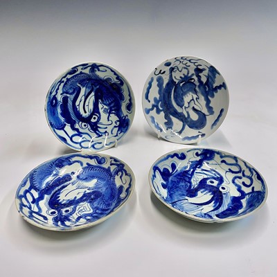 Lot 70 - Four Chinese provincial blue and white dishes,...