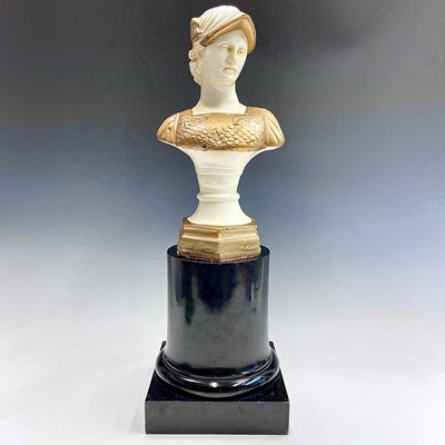 Lot 166 - A painted cast metal classical style bust on a...