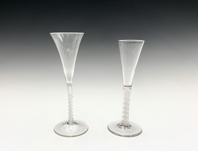 Lot 1004 - A ratafia trumpet glass, circa 1760, the...