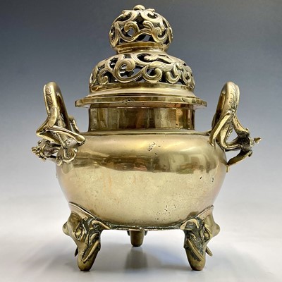 Lot 53 - A Chinese polished bronze ding, early 20th...
