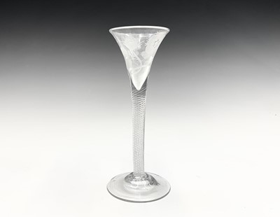Lot 1006 - A Jacobite wine glass, circa 1750, the drawn...
