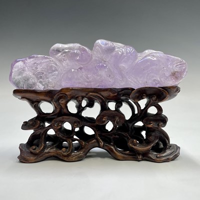 Lot 41 - A Chinese scholars amethyst brush rest, 19th...