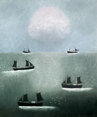 Lot 91 - Joan GILLCHREST (1918-2008) Boats Oil on board...