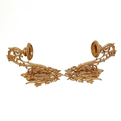 Lot 173 - A pair of gold painted cast wall sconces...
