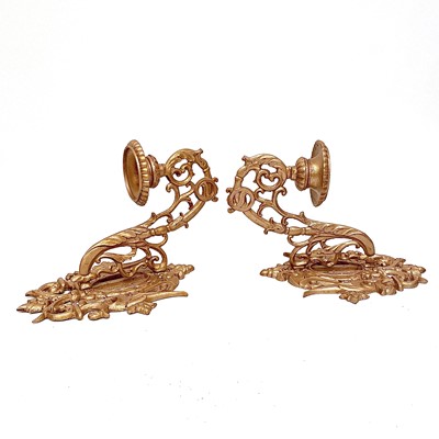 Lot 174 - A pair of gold painted cast wall sconces...