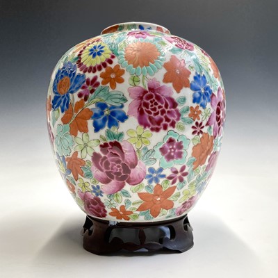 Lot 34 - A Chinese millefleur porcelain jar, early 20th...