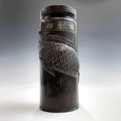 Lot 60 - A Chinese bronze cylindrical vase, Qing...