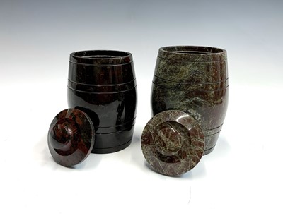 Lot 161 - Two cornish serpentine tobacco jars in the...