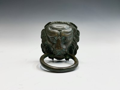 Lot 170 - A cast brass lions head door knocker, length...