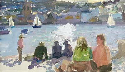 Lot 9 - John HARVEY (1935) Harbour beach, St Ives Oil...