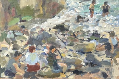 Lot 165 - John HARVEY (1935) At the Beach Oil on board...