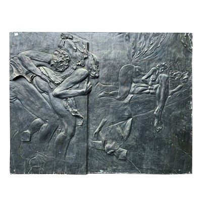 Lot 180 - A large fibreglass and resin relief panel of...