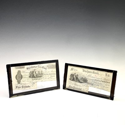 Lot 82 - A Durham bank £5 note, dated 1891, cut...