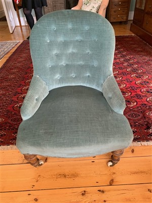 Lot 364 - A Victorian upholstered tub armchair with...