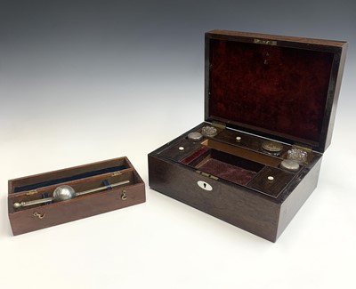 Lot 127 - A Victorian rosewood toilet box, by Mechi, 4,...
