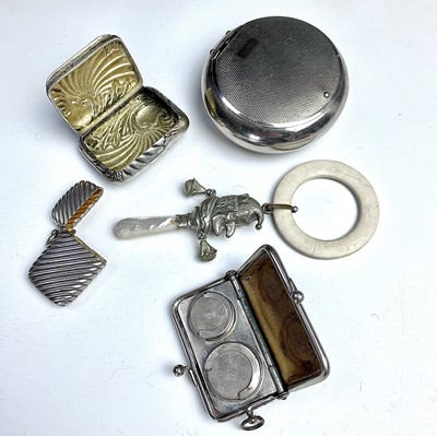 Lot 216 - An .800 silver fluted vesta case, a silver...