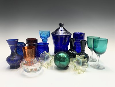 Lot 982 - A Secessionist blue glass jar and cover,...