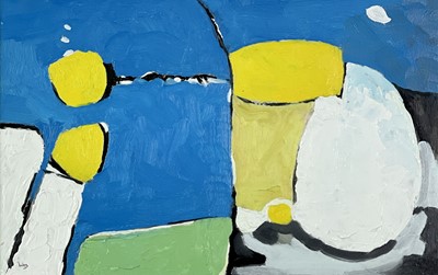 Lot 24 - Leon DAVIES (1947) Blue Harbour, Falmouth Oil...
