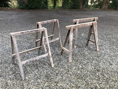 Lot 1548A - A pair of carpenters trestle saw horses, and a...