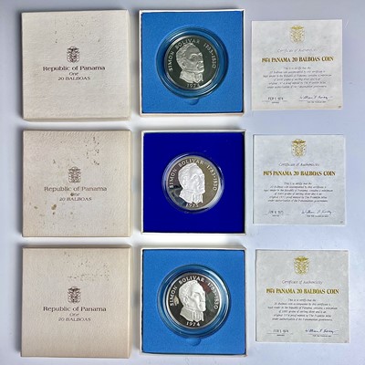 Lot 40 - Panama Silver Proof Coins. Lot comprises 1974...