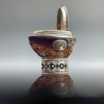 Lot 209 - A 19th century silver plate mounted cowrie...