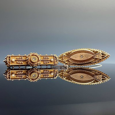 Lot 712 - Two Victorian 9ct gold and diamond set...