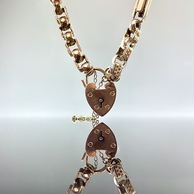 Lot 752 - A 9ct rose gold fancy link bracelet with...