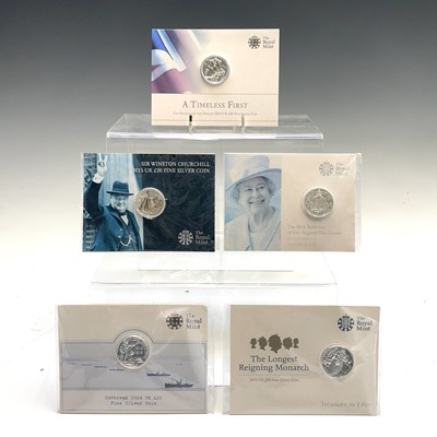 Lot 55 - G.B. £20 Silver Proof Coins (x5). Comprising...