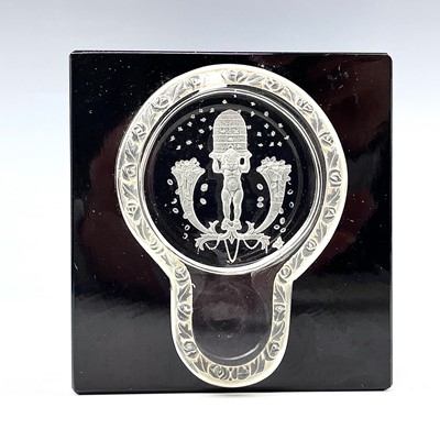 Lot 185 - An early 20th century glass cube inkwell,...