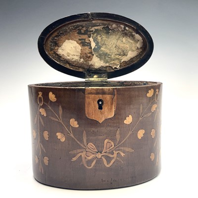 Lot 26 - A George III mahogany oval tea caddy, with...