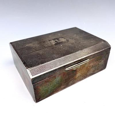 Lot 143 - A George VI silver engine turned cigarette box,...
