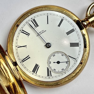 Lot 970 - A good 18ct gold Waltham full hunter crown...