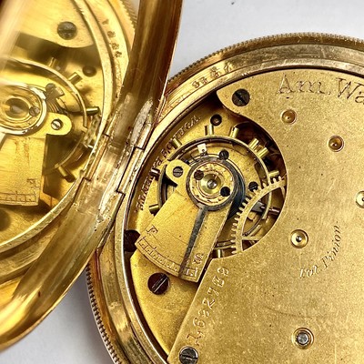 Lot 970 - A good 18ct gold Waltham full hunter crown...