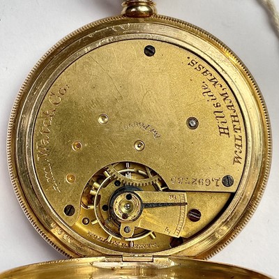 Lot 970 - A good 18ct gold Waltham full hunter crown...
