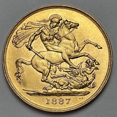 Lot 640 - An 1887 two pound gold coin, jubilee head,...