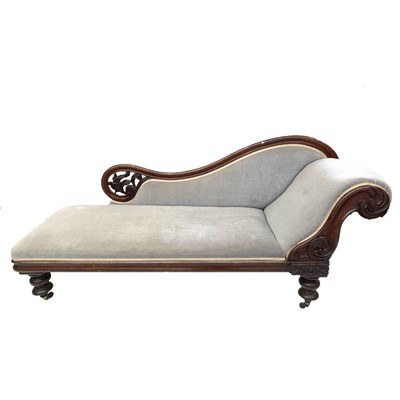 Lot 3194 - A Victorian mahogany framed chaise longue,...