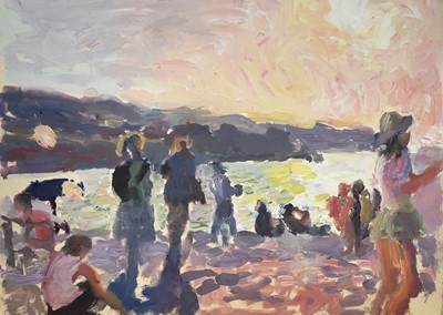 Lot 71 - John HARVEY (1935) Beach at Sunset Oil on...